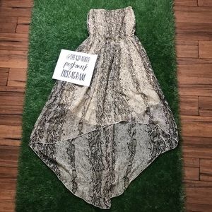 Foley High Low Strapless Snake Boa Print S
